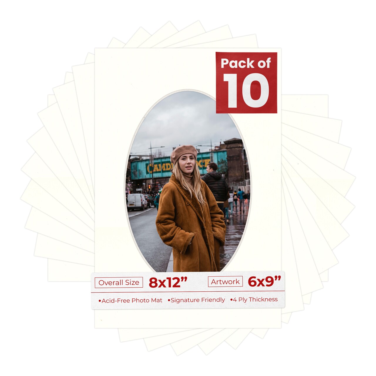 Antique White Mat Board for 8x12 Frames - Oval Opening for 6x9 Photos